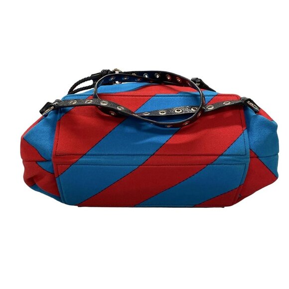 Auth miumiu - 5BZ006 Blue Red Multi Canvas Leather Backpack - Picture 5 of 16